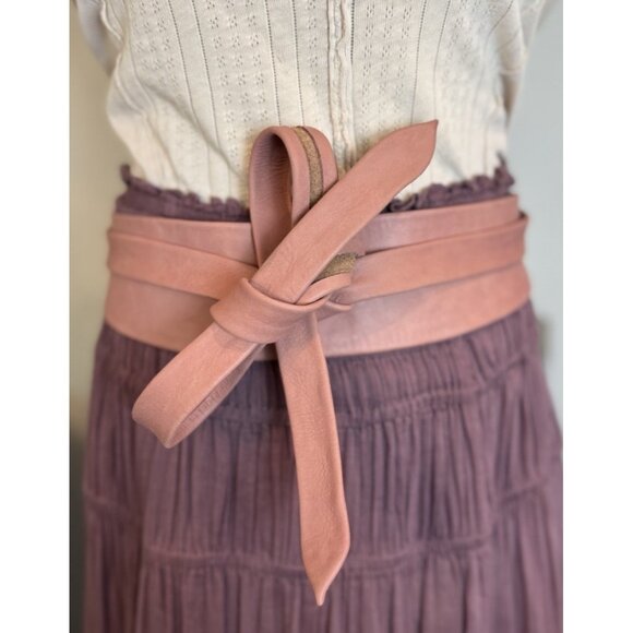 Womens ADA Wrap Belt Cinder Rose Pink Leather $89 NEW main image 10
